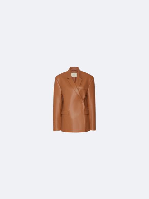 LAPOINTE Faux Leather Wrap Blazer