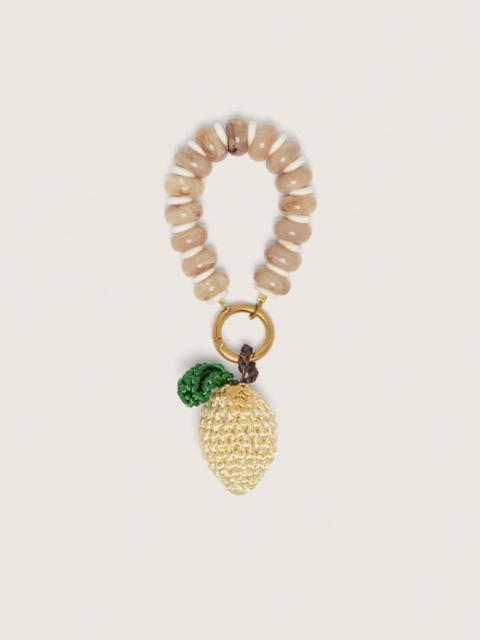 Golden Goose Lemon charm in cotton crochet with bead chain