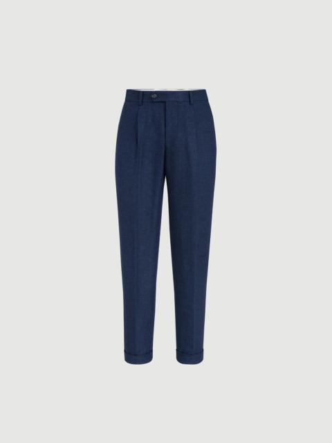 Brunello Cucinelli Silk, linen and wool hopsack trousers with pleat