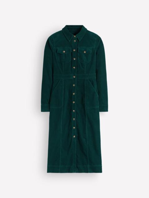 BODEN Fleur Cord Midi Dress-Midnight Teal