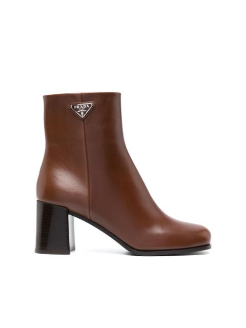 Prada triangle-logo leather boots