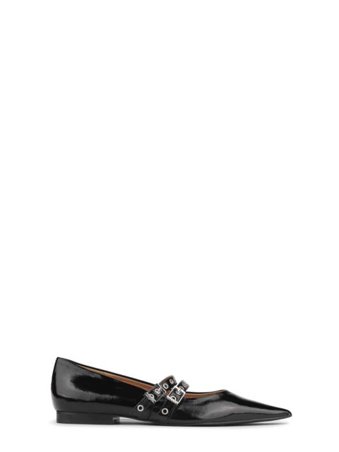 GANNI BLACK EYELETS BALLERINAS