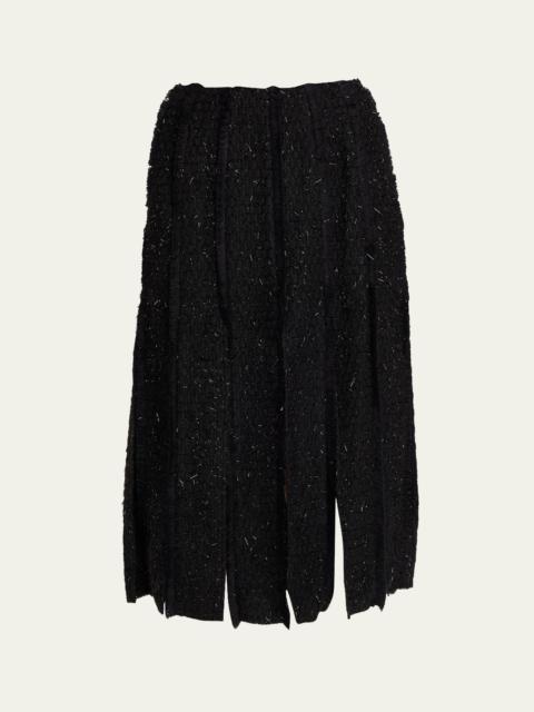 Simone Rocha Pleated Slit Fray Midi Skirt