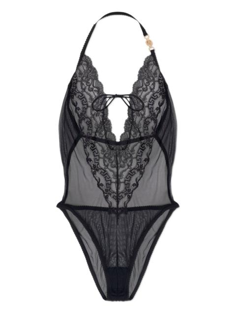 VERSACE embroidered lace-trim bodysuit