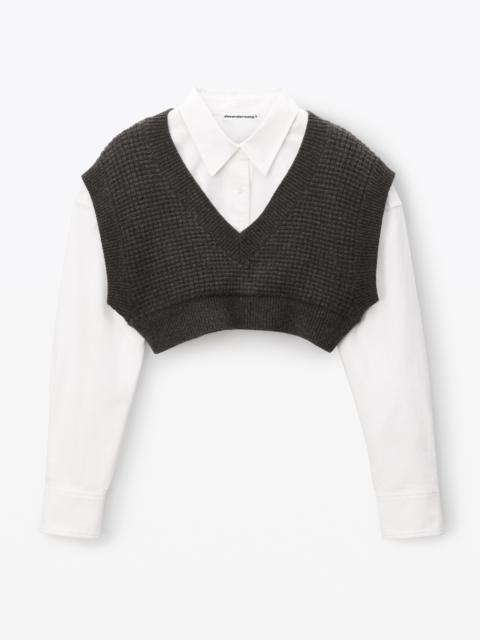 bi-layer waffle tank vest in boiled wool