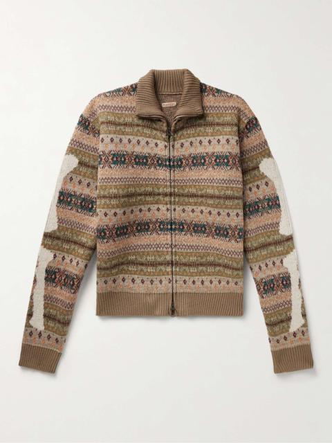 Fair Isle Intarsia Wool-Blend Zip-Up Cardigan