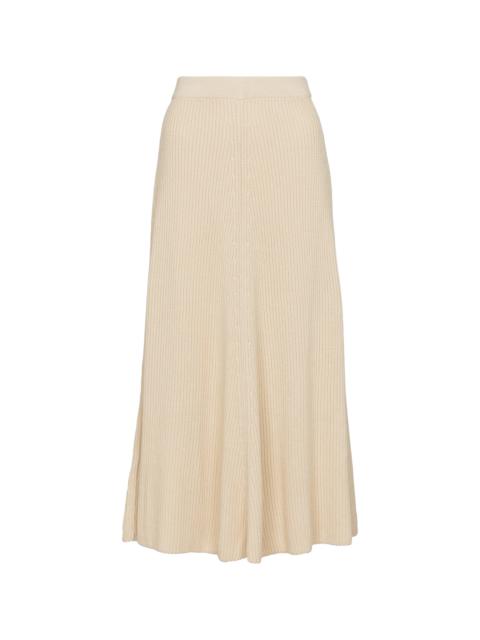 JOSEPH Ribbed-knit cotton midi skirt