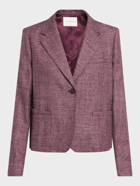 Lafayette 148 New York Cropped Wool Mouline Boyfriend Blazer
