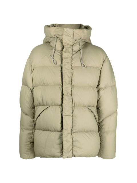 mid-layered hooded down jacket