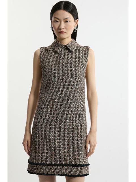 KAREN MILLEN Tall Wool Mix Boucle Tailored Collared Sleeveless Mini Dress