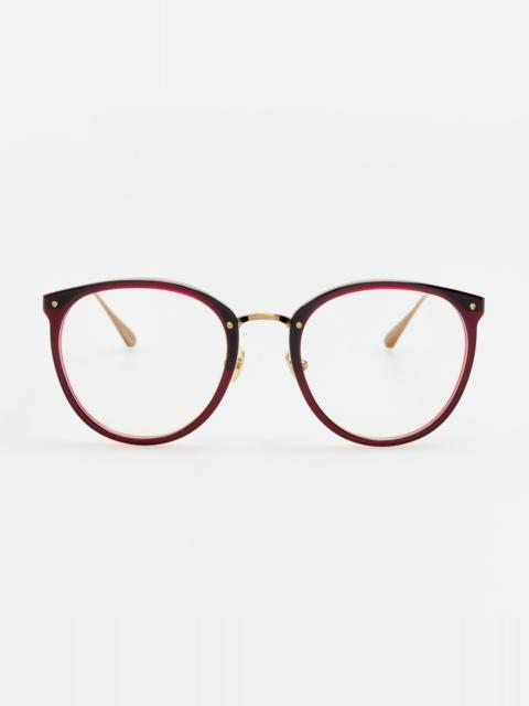 LINDA FARROW Calthorpe Optical in Antique Gold and Burgundy