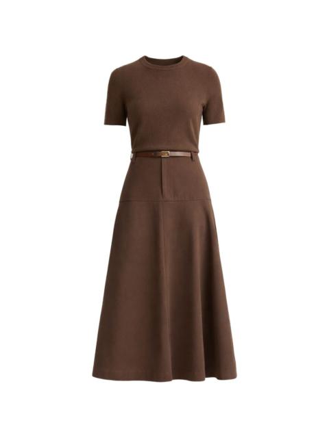 Vince belted A-line midi skirt