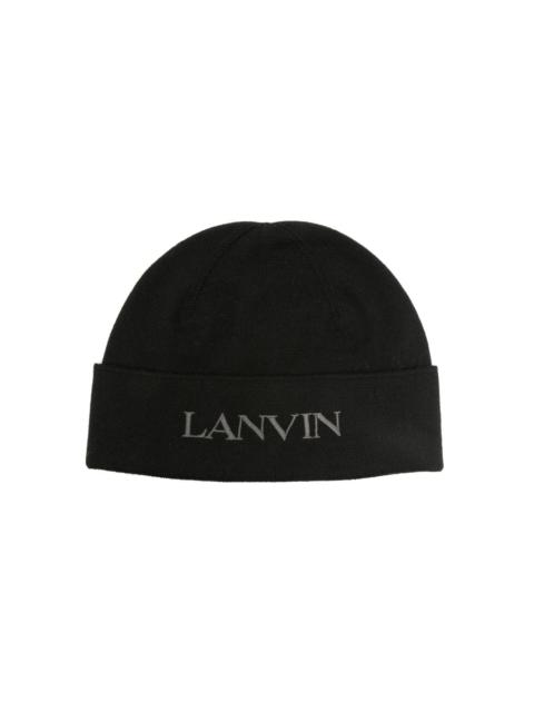 Lanvin logo-embroidered wool beanie