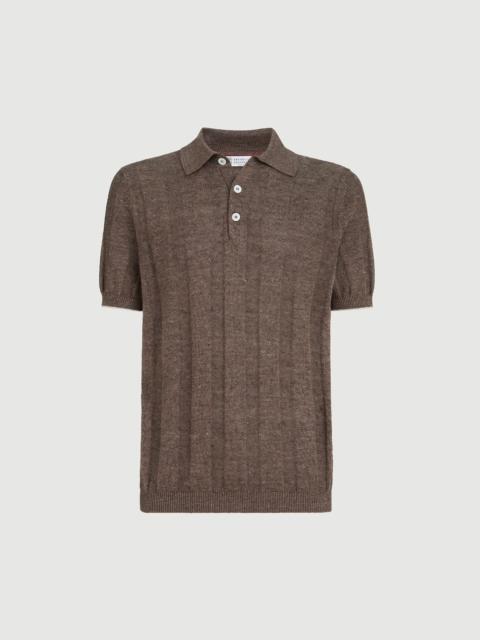Brunello Cucinelli Linen and cotton wide rib knit polo