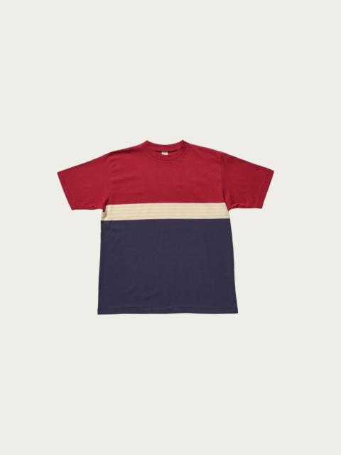 Warehouse & Co. 4112 Panel Border T-Shirt - Bordeaux/Navy