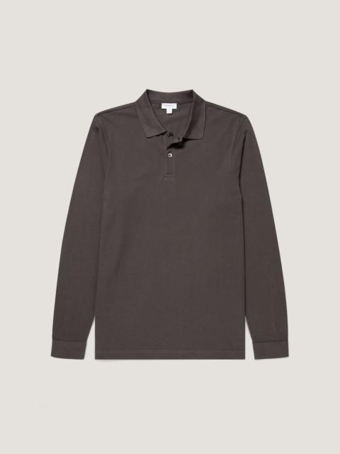 Sunspel Long Sleeve Piqué Polo Shirt
