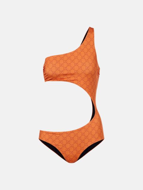GUCCI GG cutout one-shoulder swimsuit