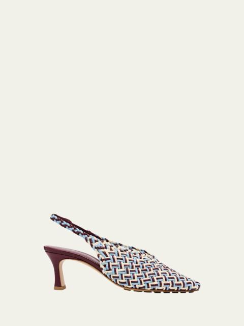 Bottega Veneta 60mm Sofia Intrecciato Leather Slingback Pumps