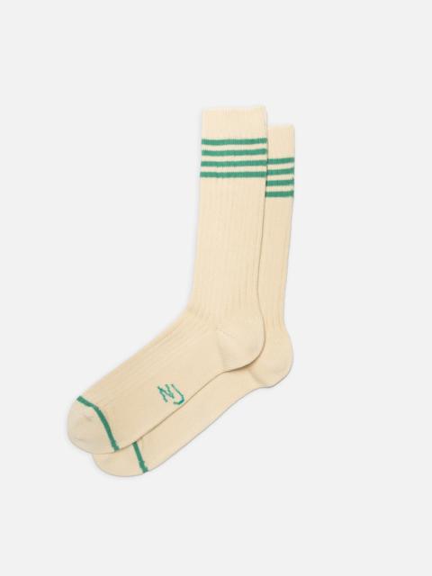 Nudie Jeans Men Tennis Socks StripeOffwhite/Turquoise