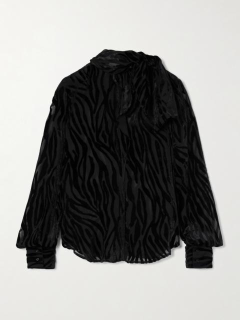 Isabel Marant Geona Tie-neck Devoré-velvet Blouse
