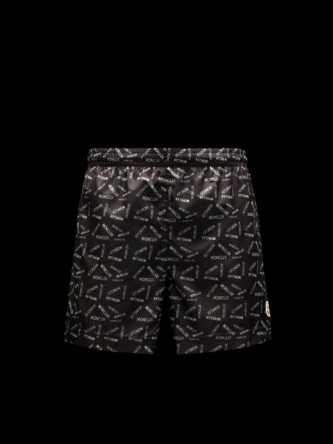 Moncler Logo Print Swim Shorts