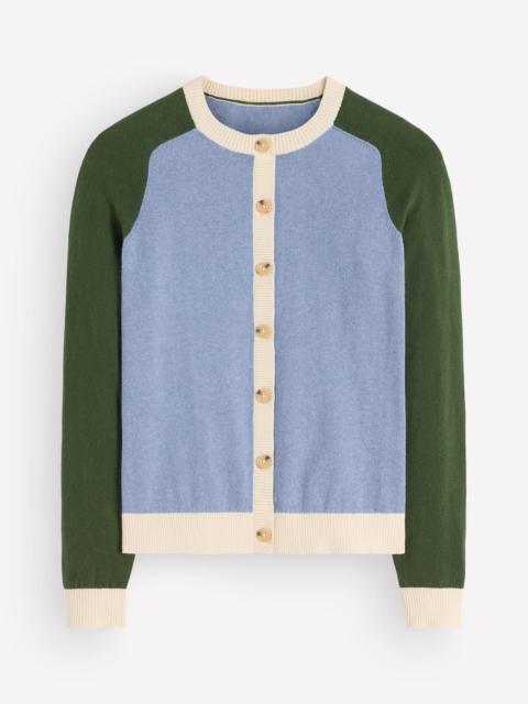 BODEN Meg Raglan Sleeve Cardigan-Blue colour block