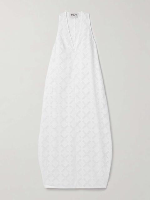 TOVE Agel paneled gauze and voile maxi dress White