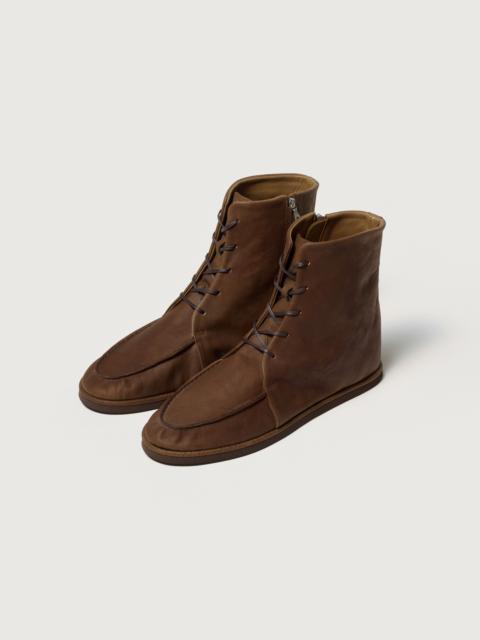 AURALEE HORSEHIDE LEATHER LACE-UP BOOTS