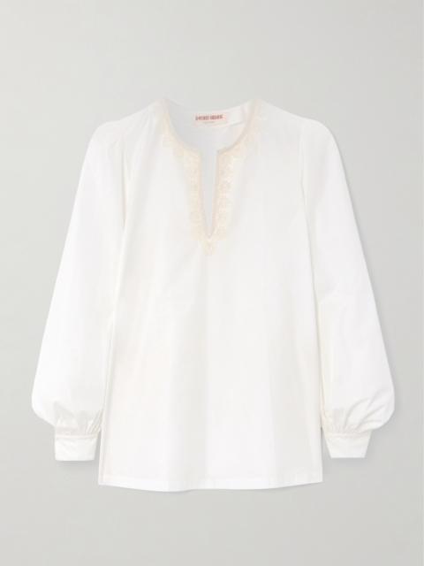 EMPORIO SIRENUSE Vera Embroidered Cotton-blend Shirt