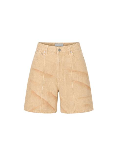 Marine Serre FADED MOON DENIM SHORTS (DARK BEIGE)
