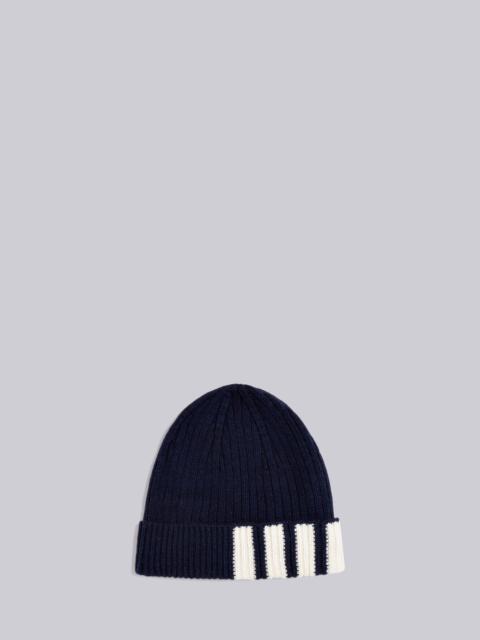 Navy Cashmere 4-Bar Cuff Beanie