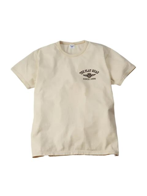 THE FLAT HEAD FN-THC-202 Flying Wheel Tee Ivory