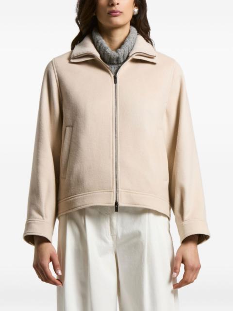 high-neck zip-front jacket
