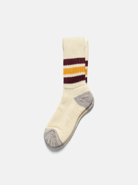 ROTOTO® R1255 Coarse Ribbed Oldschool Crew Socks Bordeaux/Yellow