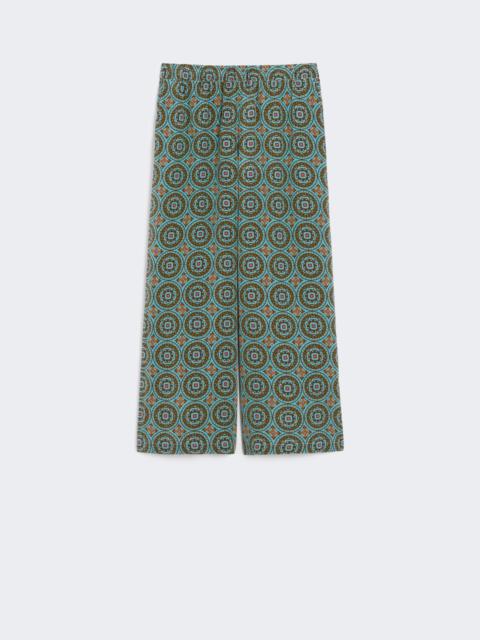 パンツ Weekend Max Mara TEMIDE - Printed silk twill trousers Silk twill trousers, green | Weekend Max Mara