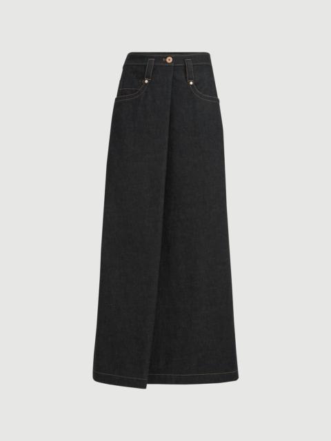 Brunello Cucinelli No-fade denim five-pocket skirt with monili