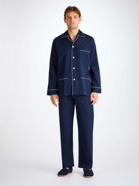 Derek Rose Men's Classic Fit Pajamas Royal 40 Cotton Navy