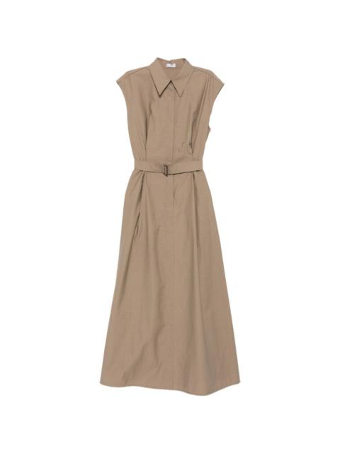 Brunello Cucinelli belted sleeveless midi dress