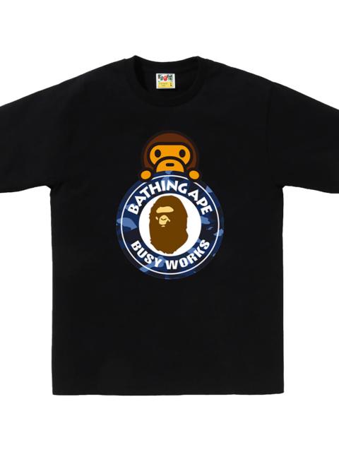 A BATHING APE® Camo Color Milo on Busy Works Tee "Black/Blue Camo" 0ZXTEMX00710Q BKC