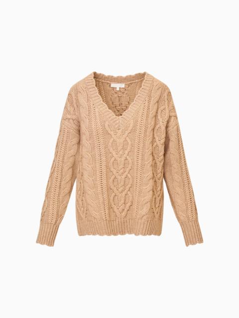 LoveShackFancy Croisette Cashmere Cable Knit Pullover