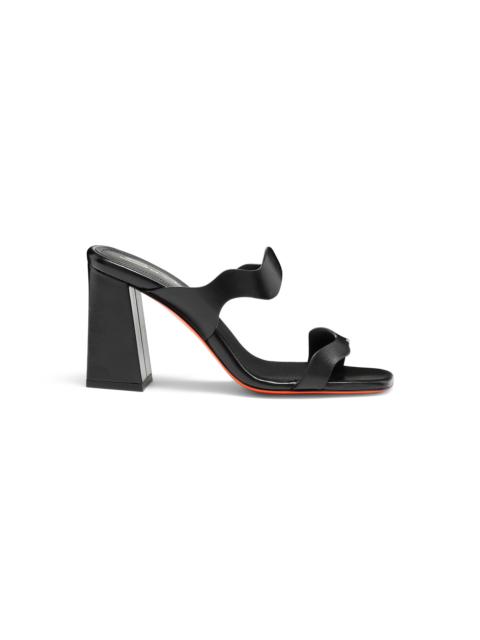 Women's black leather high-heel sandal
