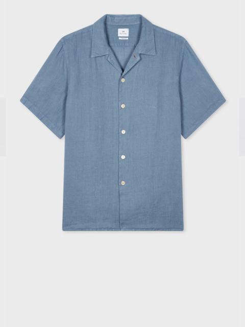 Paul Smith Washed Blue Linen Short-Sleeve Shirt
