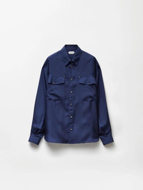 VERSACE Embroidered-Detail Silk-Poplin Shirt
