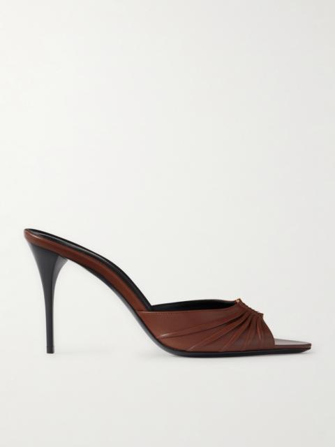 SAINT LAURENT Babylone Embellished Gathered Leather Mules
