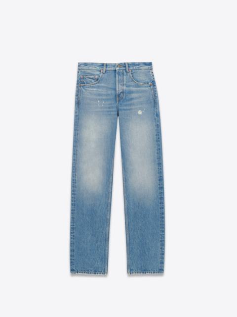SAINT LAURENT long extreme baggy jeans in lake medium blue denim