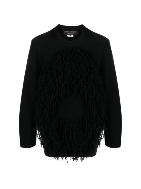 fringe-detail wool jumper