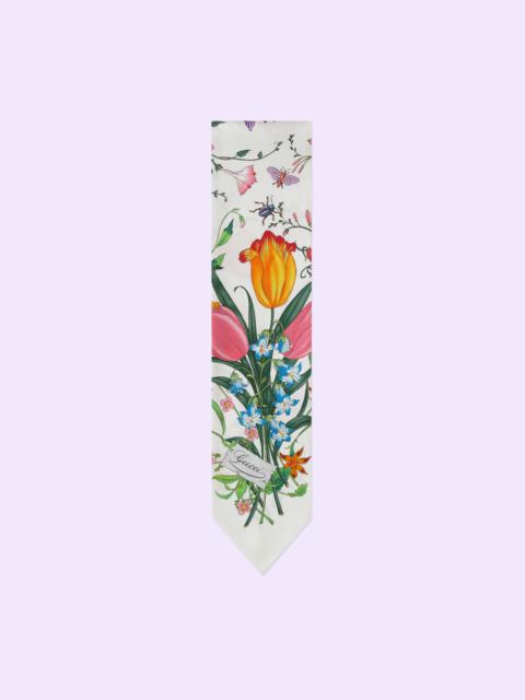 GUCCI Flora print silk neck bow