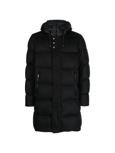 hooded padded mid-length coat