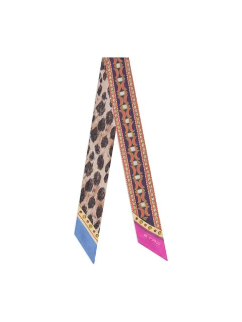 Etro paisleyina animal-pattern geometric-motif silk scarf