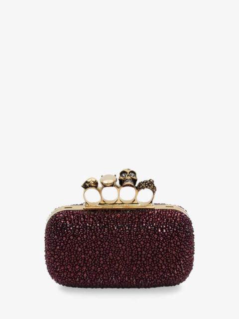 Alexander McQueen Women's Skull Four Ring Clutch in Prune